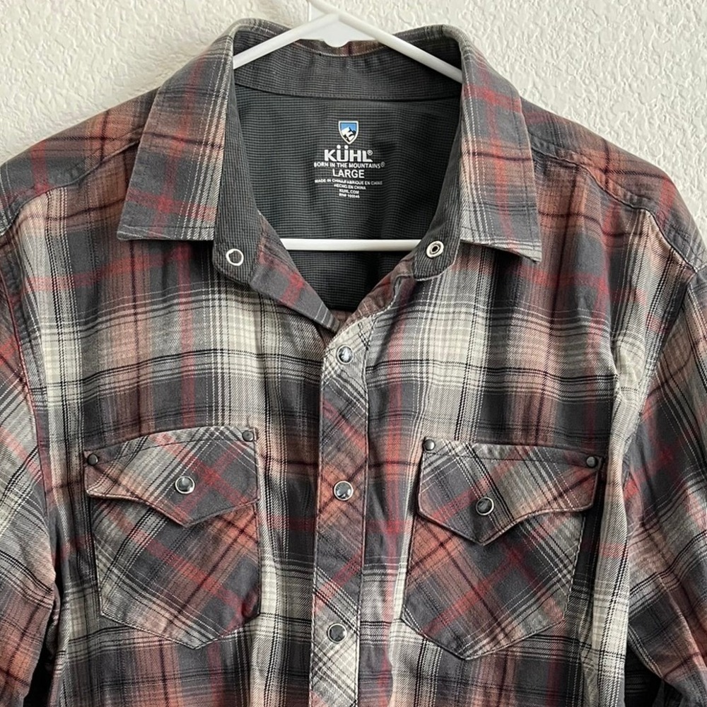 Kuhl Lowdown Flannel Shirt Men's L Plaid Pearl Snap Western 7210 19F Gorpcore